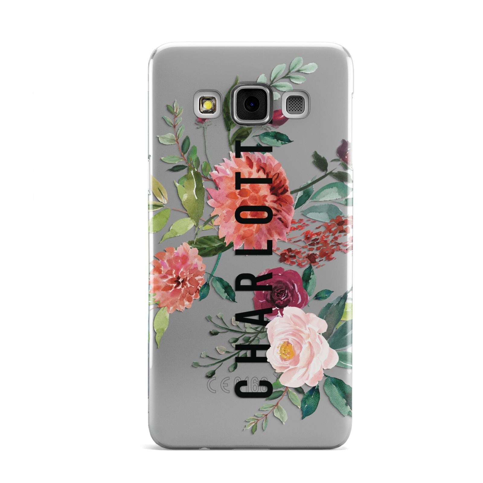 Personalised Side Name Clear Floral Samsung Galaxy A3 Case