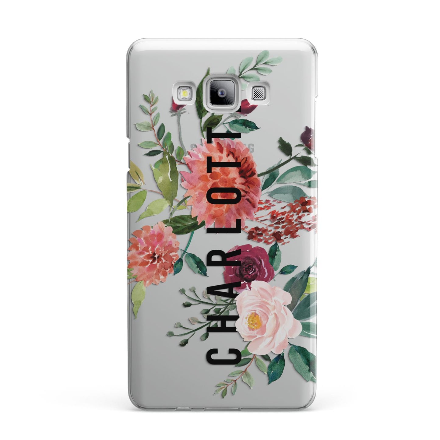 Personalised Side Name Clear Floral Samsung Galaxy A7 2015 Case