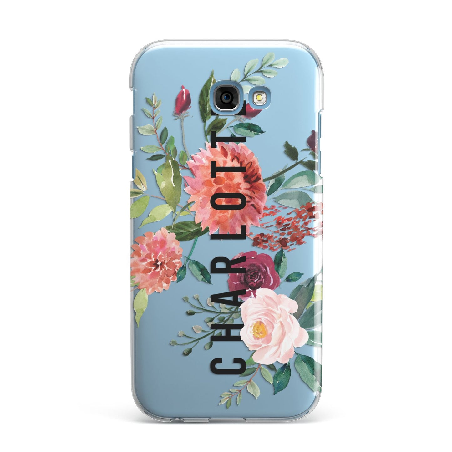 Personalised Side Name Clear Floral Samsung Galaxy A7 2017 Case