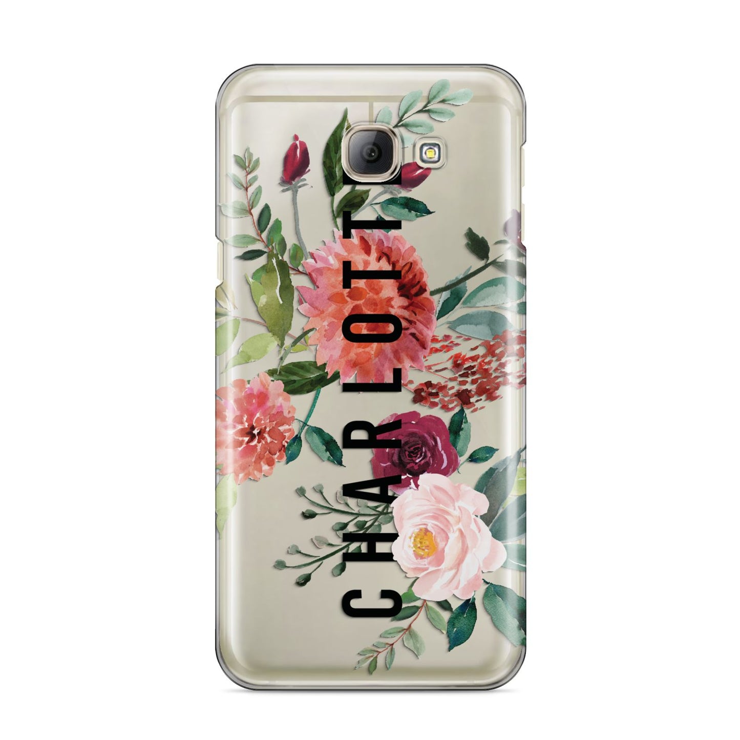 Personalised Side Name Clear Floral Samsung Galaxy A8 2016 Case