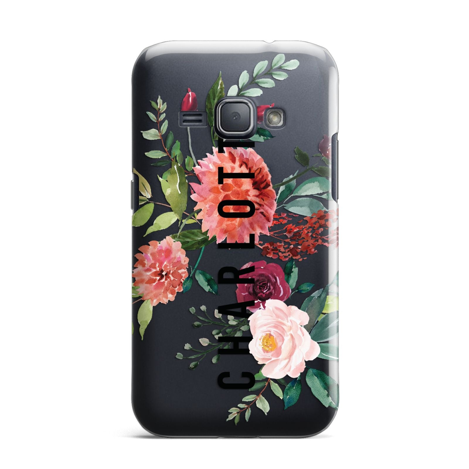 Personalised Side Name Clear Floral Samsung Galaxy J1 2016 Case