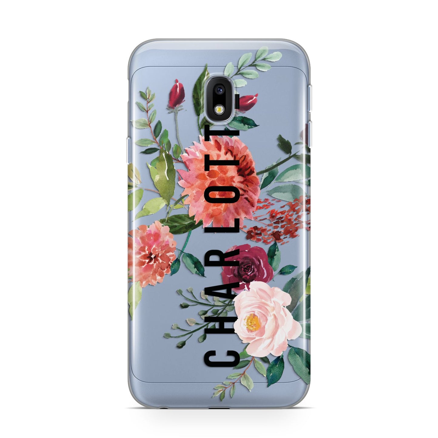 Personalised Side Name Clear Floral Samsung Galaxy J3 2017 Case
