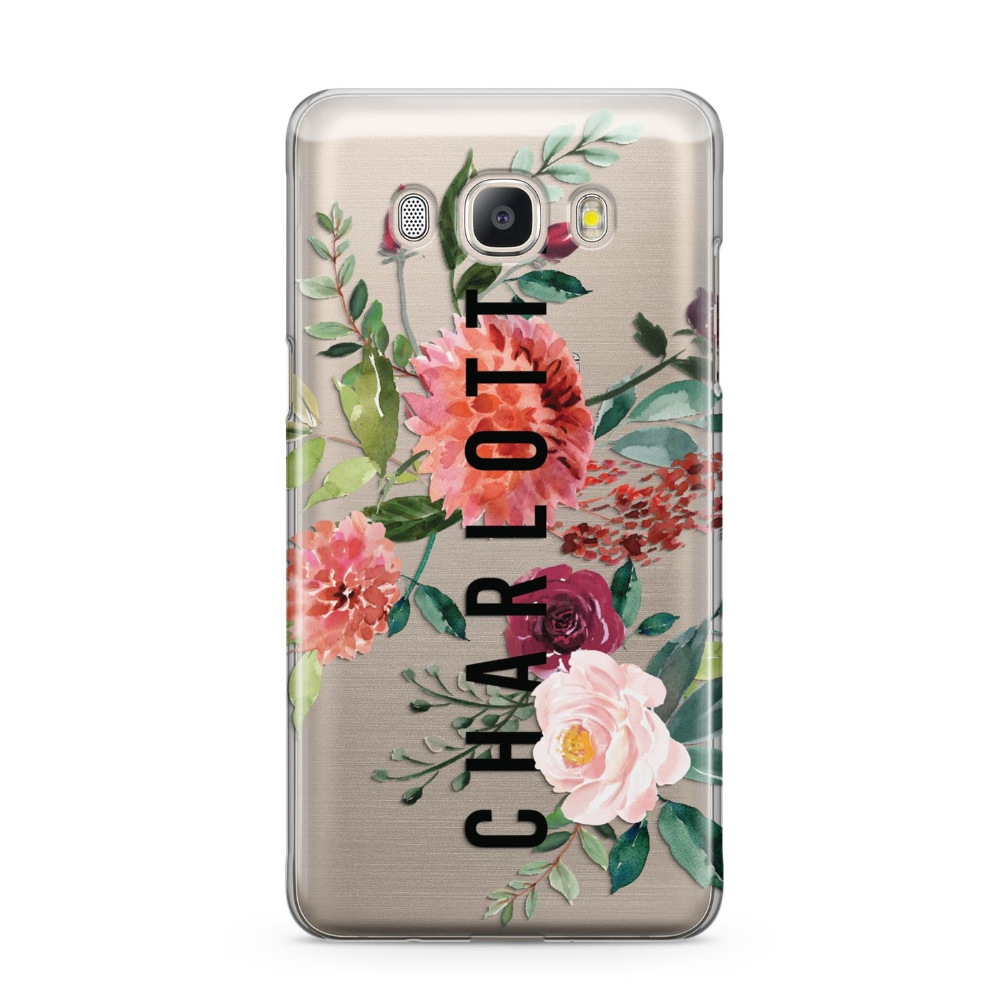 Personalised Side Name Clear Floral Samsung Galaxy J5 2016 Case