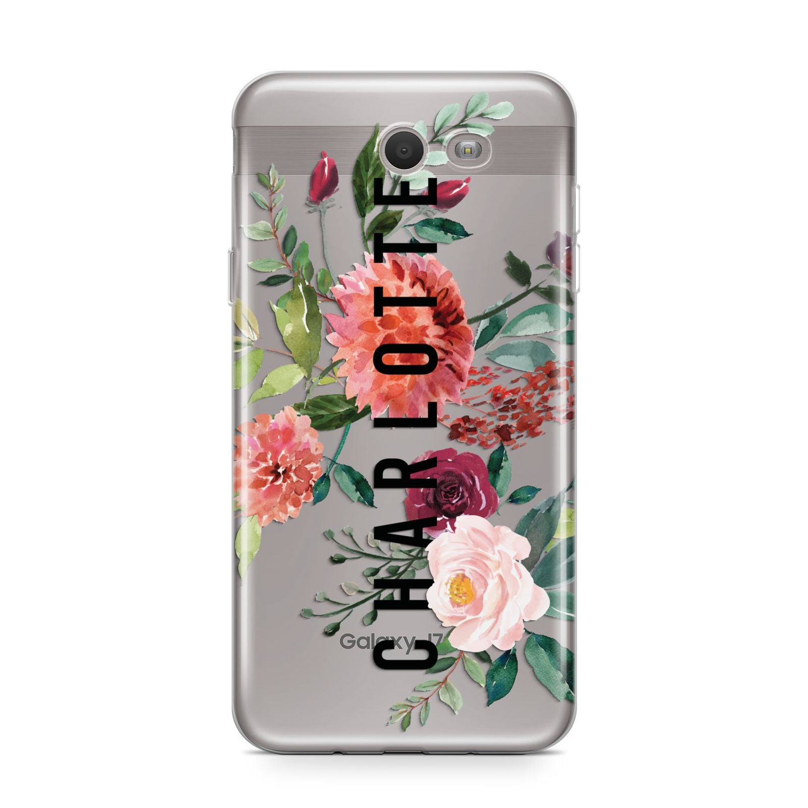 Personalised Side Name Clear Floral Samsung Galaxy J7 2017 Case