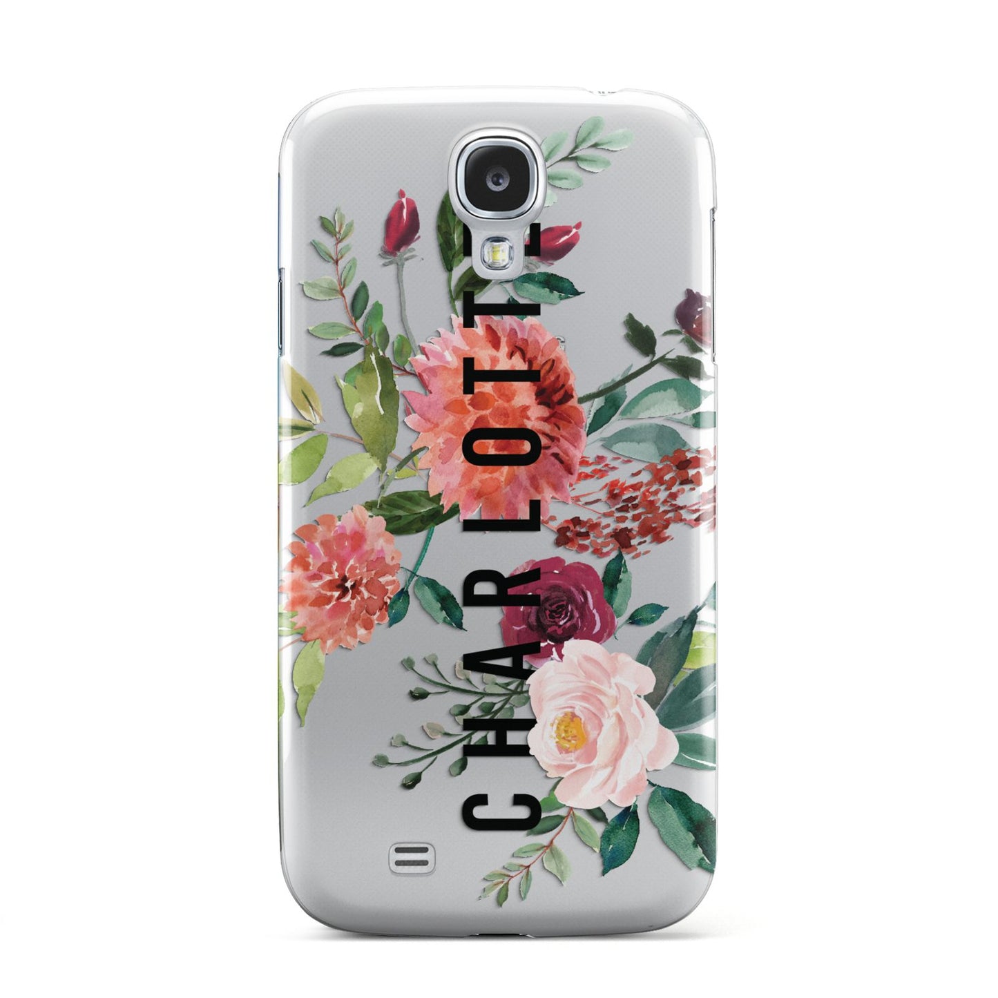 Personalised Side Name Clear Floral Samsung Galaxy S4 Case