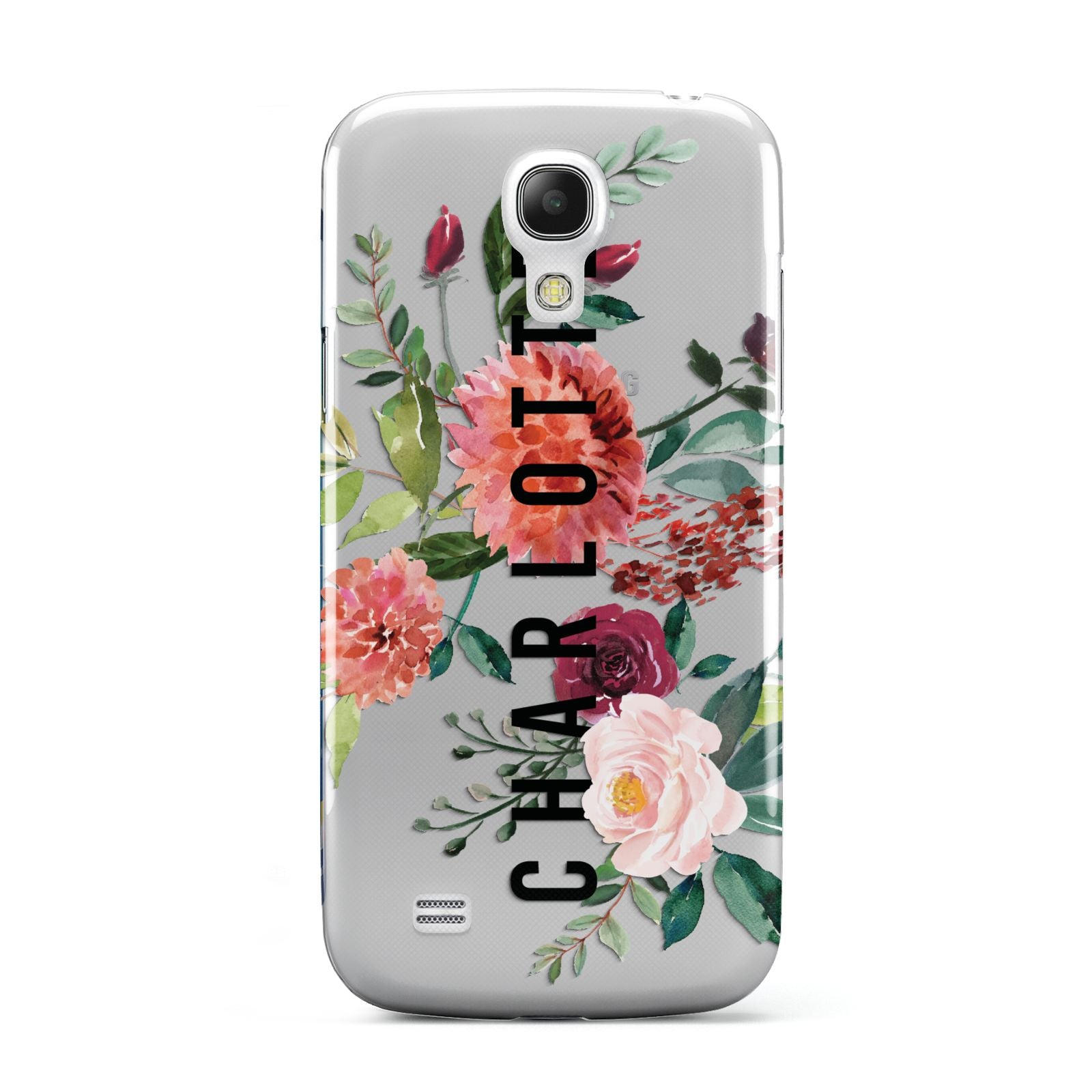 Personalised Side Name Clear Floral Samsung Galaxy S4 Mini Case