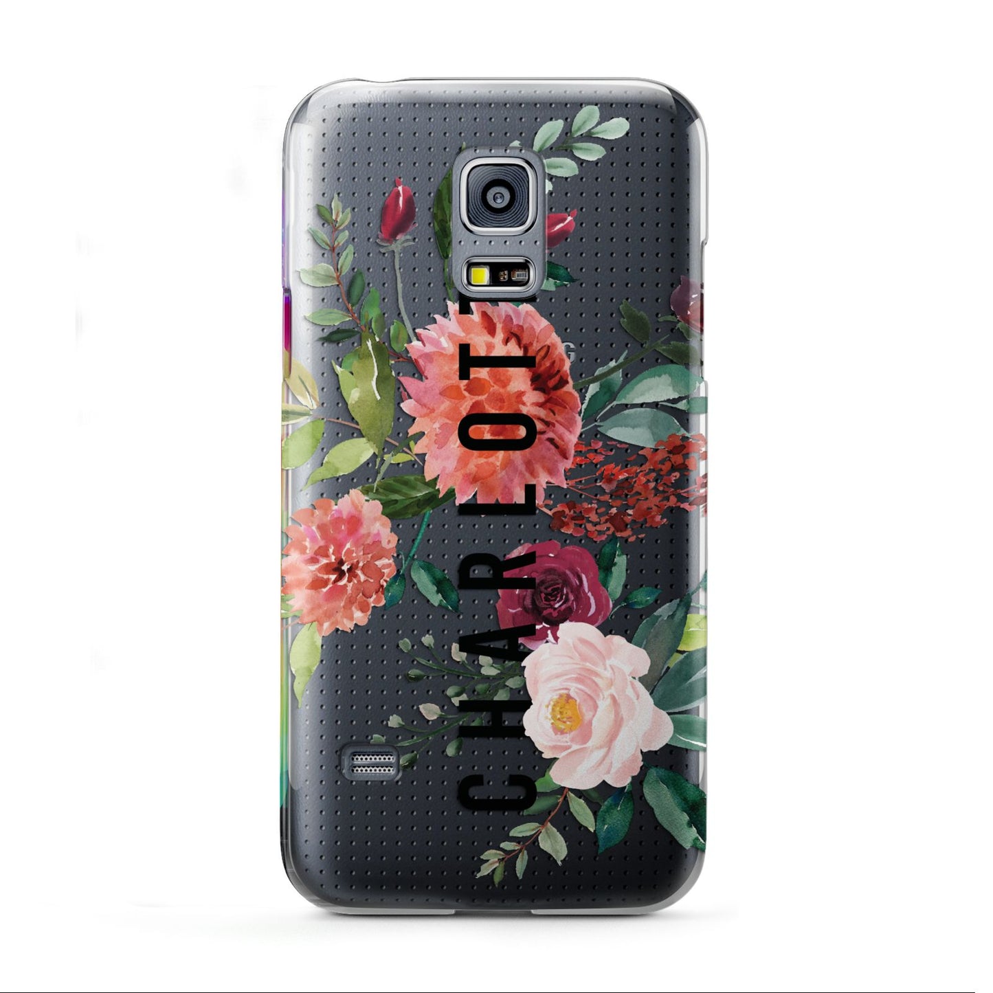 Personalised Side Name Clear Floral Samsung Galaxy S5 Mini Case