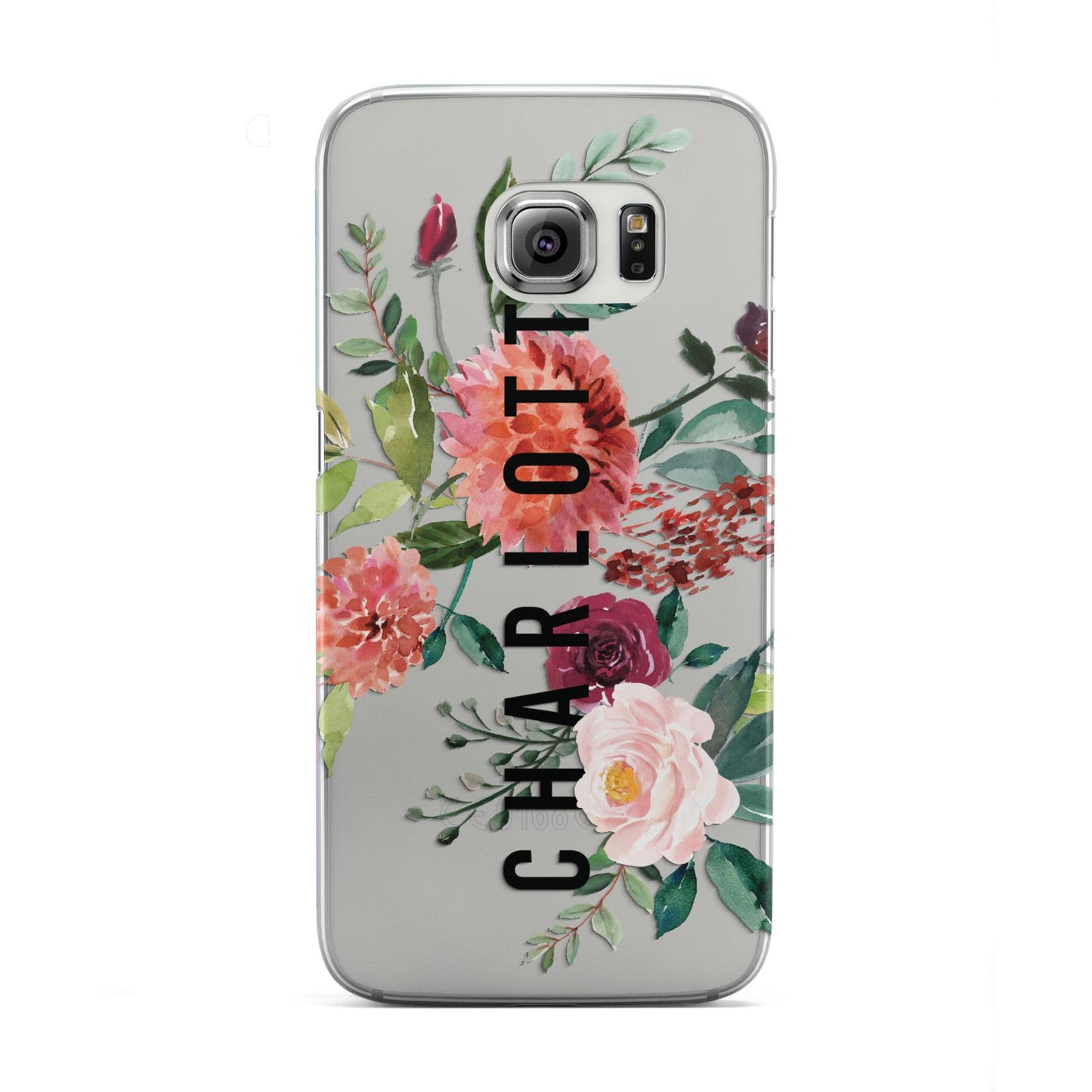 Personalised Side Name Clear Floral Samsung Galaxy S6 Edge Case