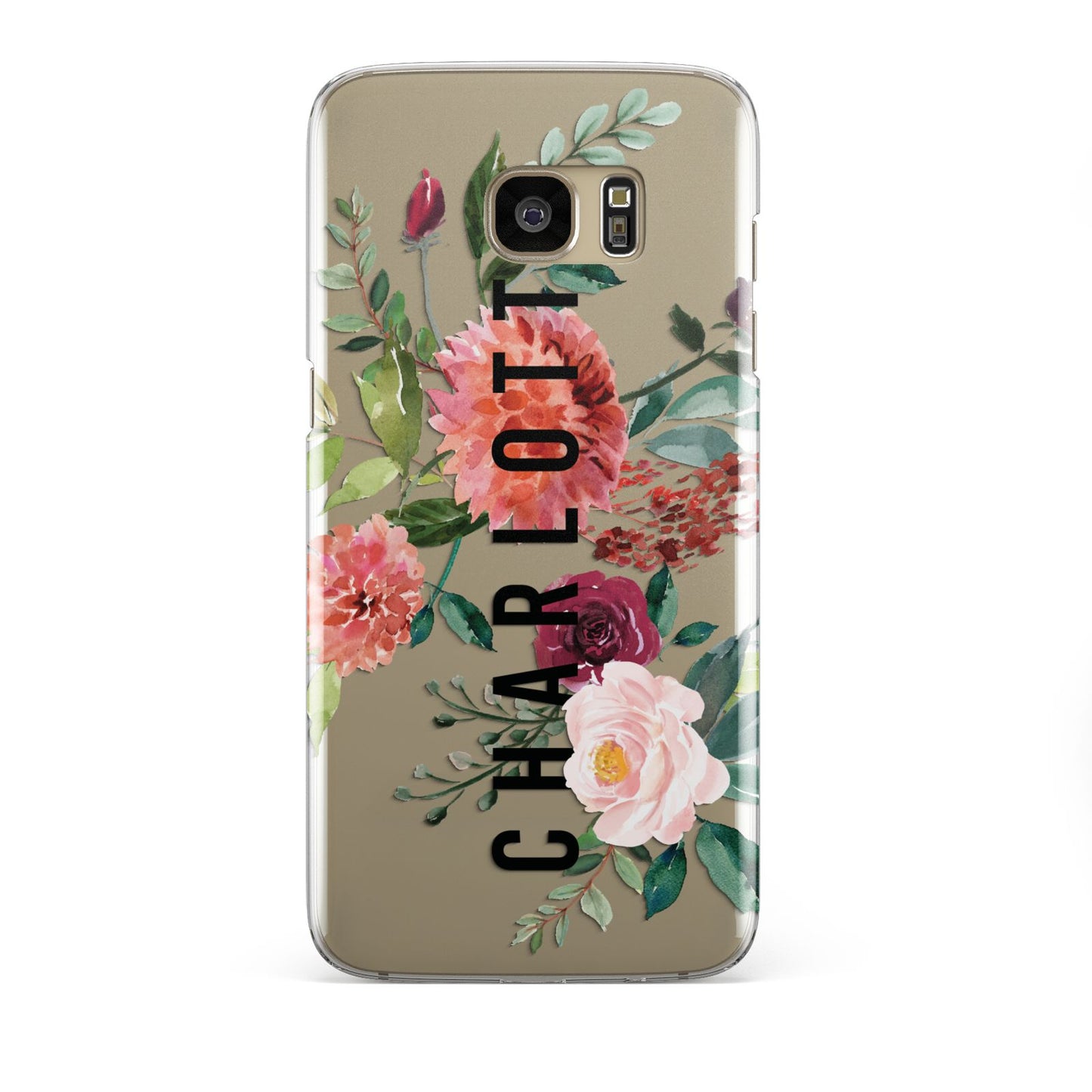 Personalised Side Name Clear Floral Samsung Galaxy S7 Edge Case