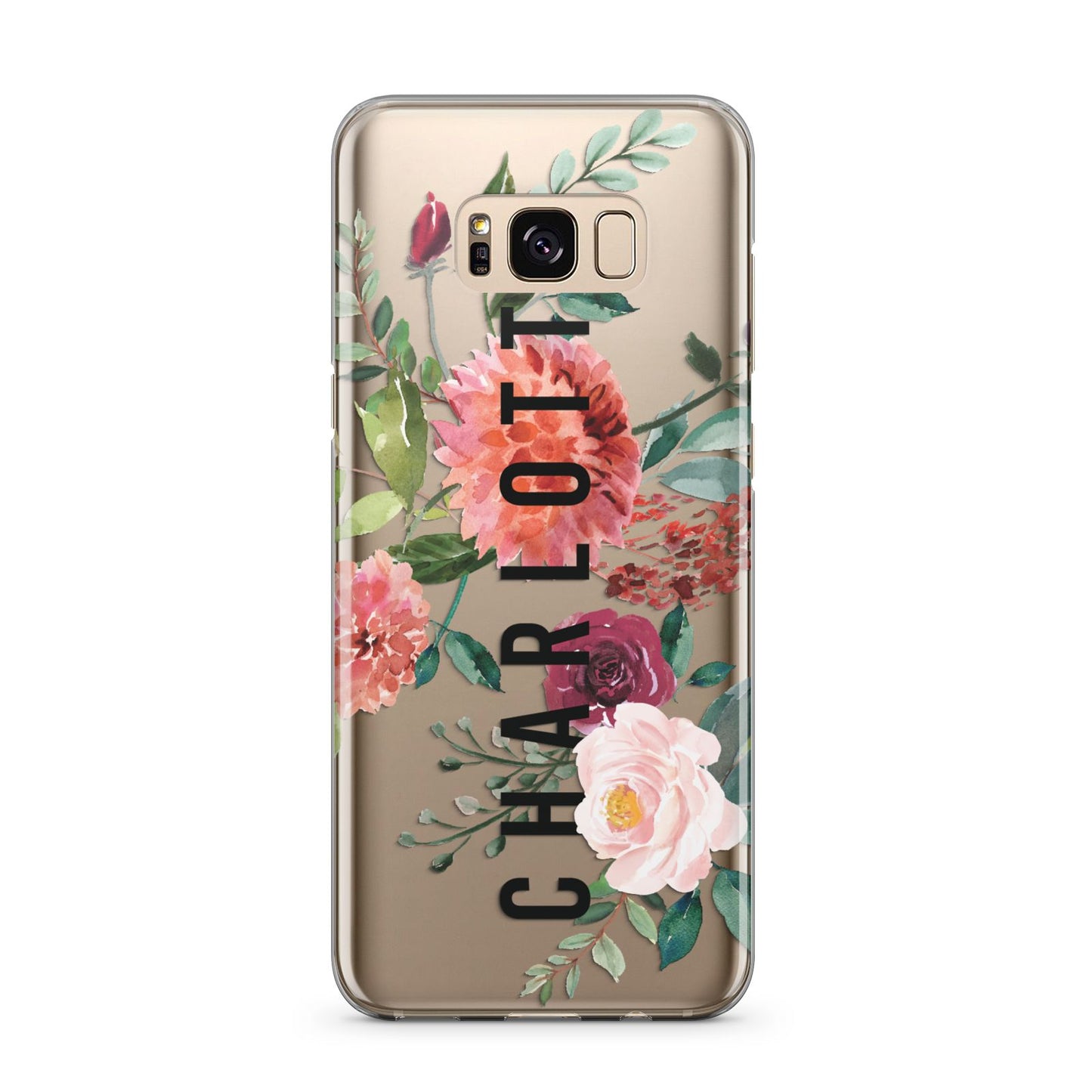 Personalised Side Name Clear Floral Samsung Galaxy S8 Plus Case