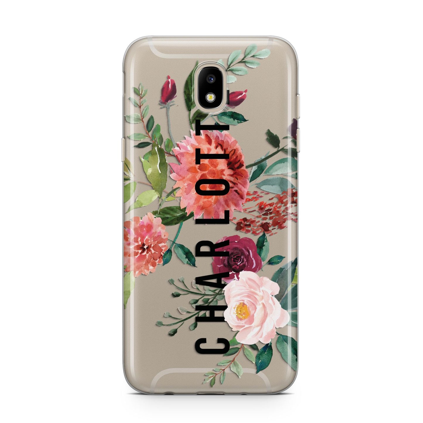 Personalised Side Name Clear Floral Samsung J5 2017 Case
