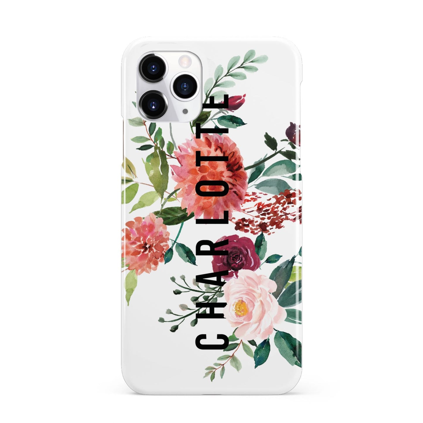 Personalised Side Name Clear Floral iPhone 11 Pro 3D Snap Case
