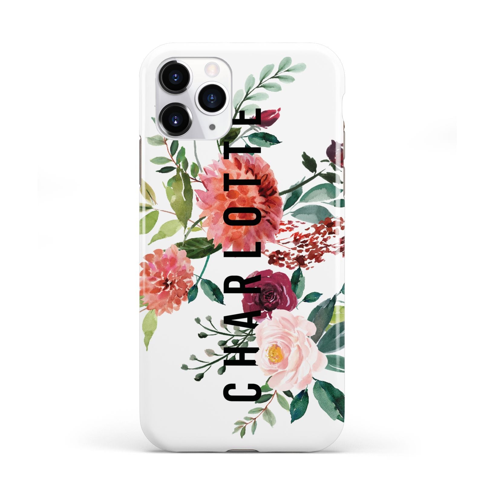 Personalised Side Name Clear Floral iPhone 11 Pro 3D Tough Case