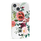Personalised Side Name Clear Floral iPhone 13 Mini Full Wrap 3D Snap Case