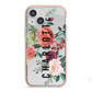 Personalised Side Name Clear Floral iPhone 13 Mini TPU Impact Case with Pink Edges