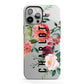 Personalised Side Name Clear Floral iPhone 13 Pro Max Full Wrap 3D Tough Case