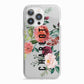 Personalised Side Name Clear Floral iPhone 13 Pro TPU Impact Case with White Edges