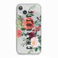 Personalised Side Name Clear Floral iPhone 13 TPU Impact Case with White Edges