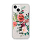 Personalised Side Name Clear Floral iPhone 14 Glitter Tough Case Starlight