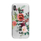 Personalised Side Name Clear Floral iPhone X Bumper Case on Silver iPhone Alternative Image 1