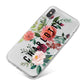 Personalised Side Name Clear Floral iPhone X Bumper Case on Silver iPhone