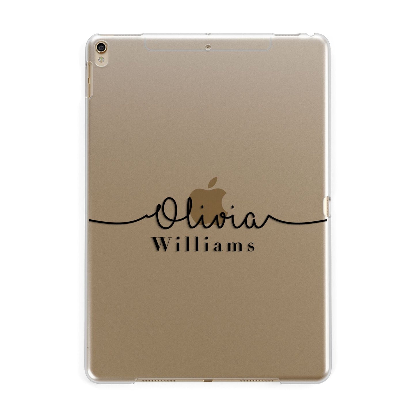 Personalised Signature Name Black Apple iPad Gold Case