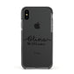Personalised Signature Name Black Apple iPhone Xs Impact Case Black Edge on Black Phone