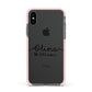 Personalised Signature Name Black Apple iPhone Xs Impact Case Pink Edge on Black Phone