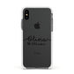 Personalised Signature Name Black Apple iPhone Xs Impact Case White Edge on Black Phone