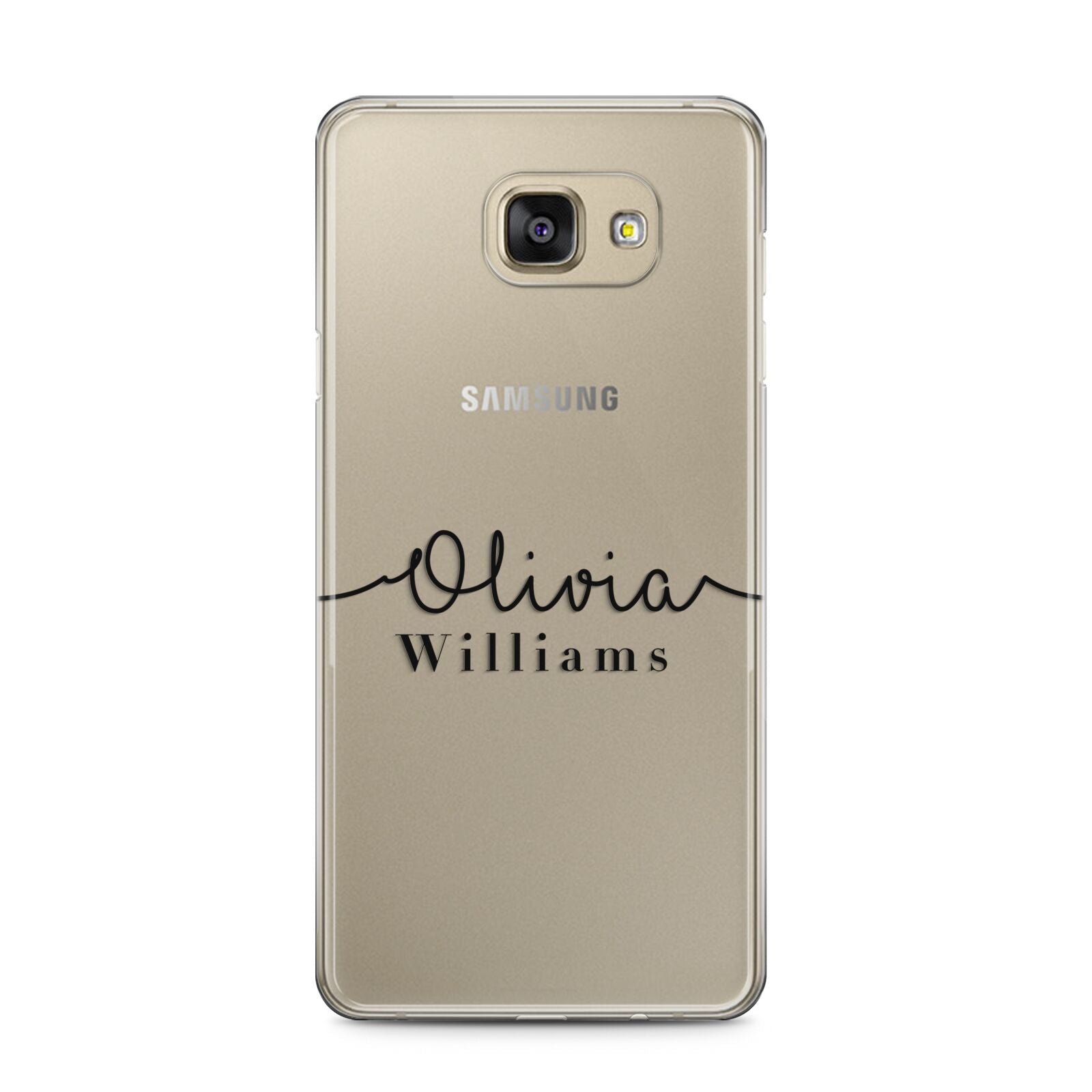 Personalised Signature Name Black Samsung Galaxy A5 2016 Case on gold phone
