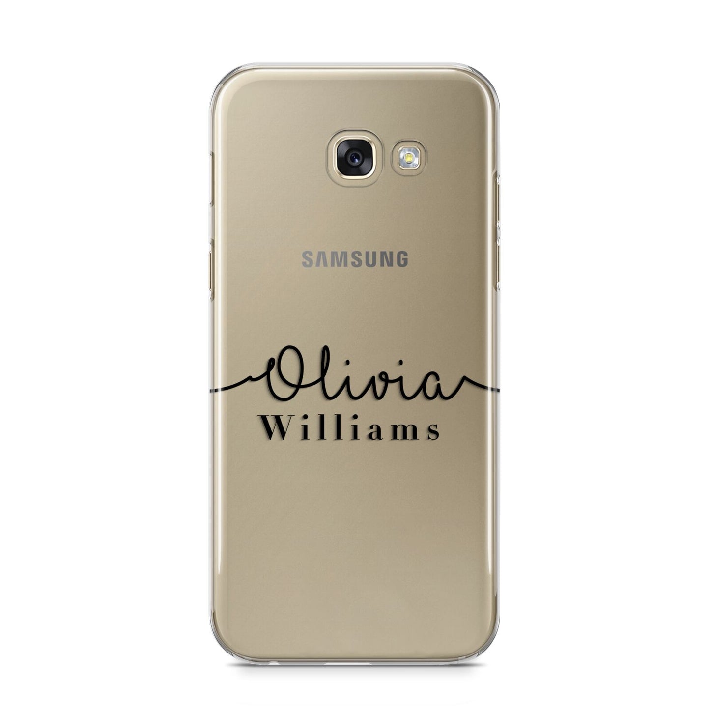 Personalised Signature Name Black Samsung Galaxy A5 2017 Case on gold phone