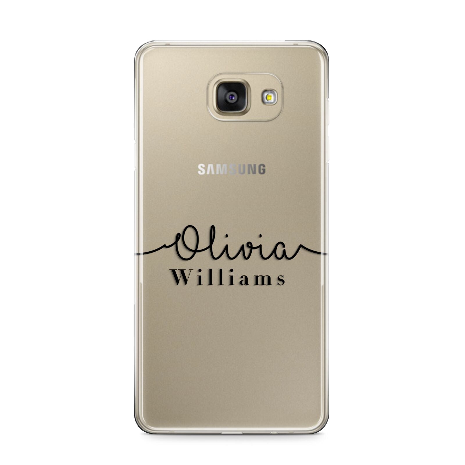 Personalised Signature Name Black Samsung Galaxy A9 2016 Case on gold phone