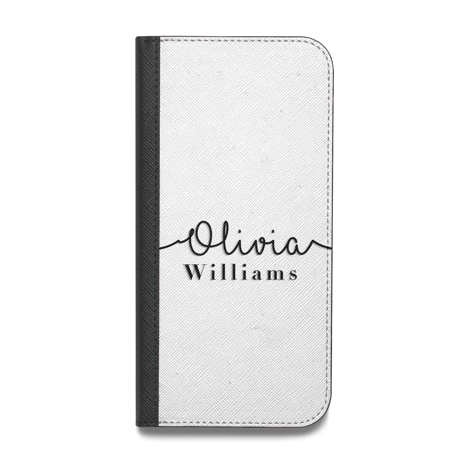 Personalised Signature Name Black Vegan Leather Flip Samsung Case
