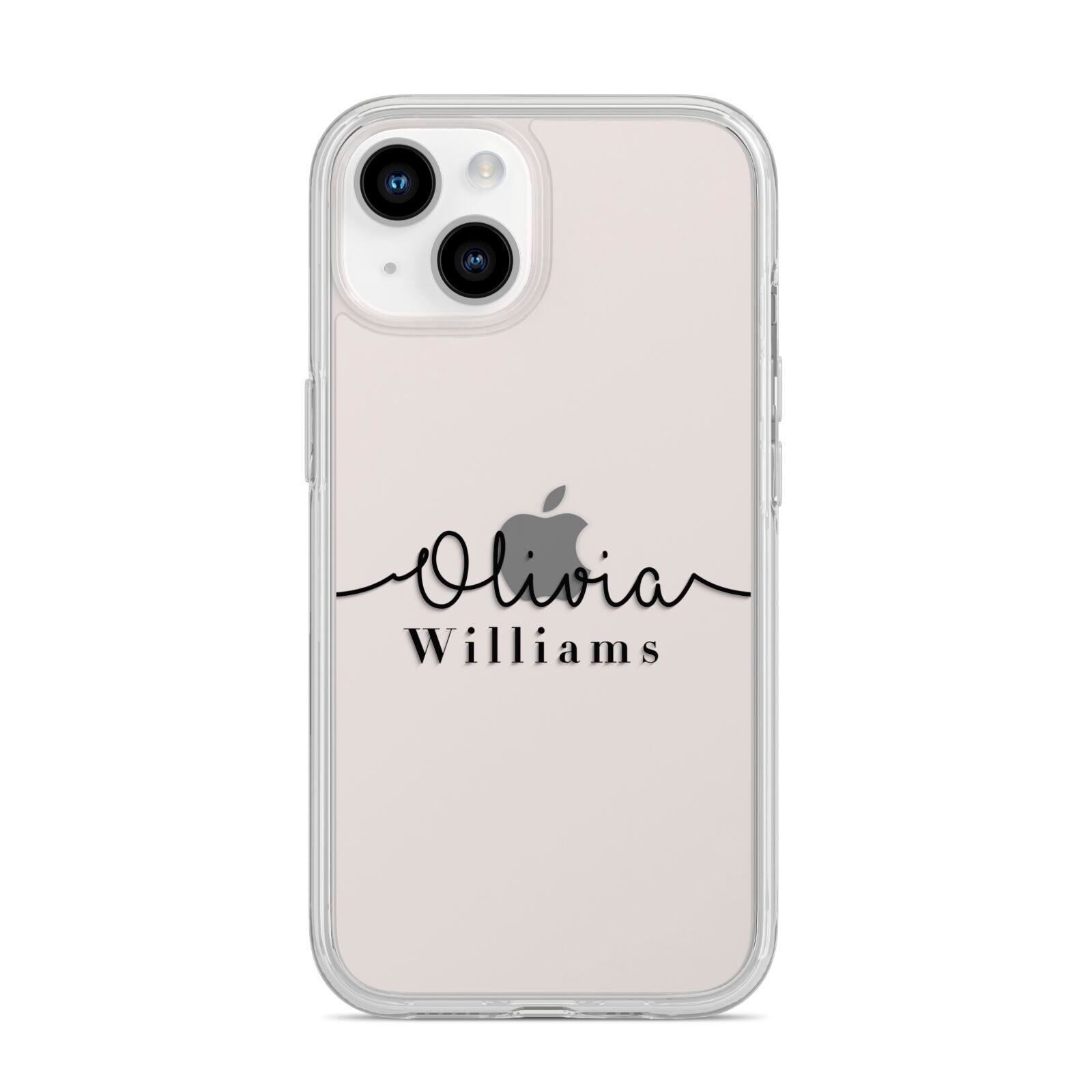 Personalised Signature Name Black iPhone 14 Clear Tough Case Starlight