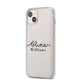 Personalised Signature Name Black iPhone 14 Plus Clear Tough Case Starlight Angled Image