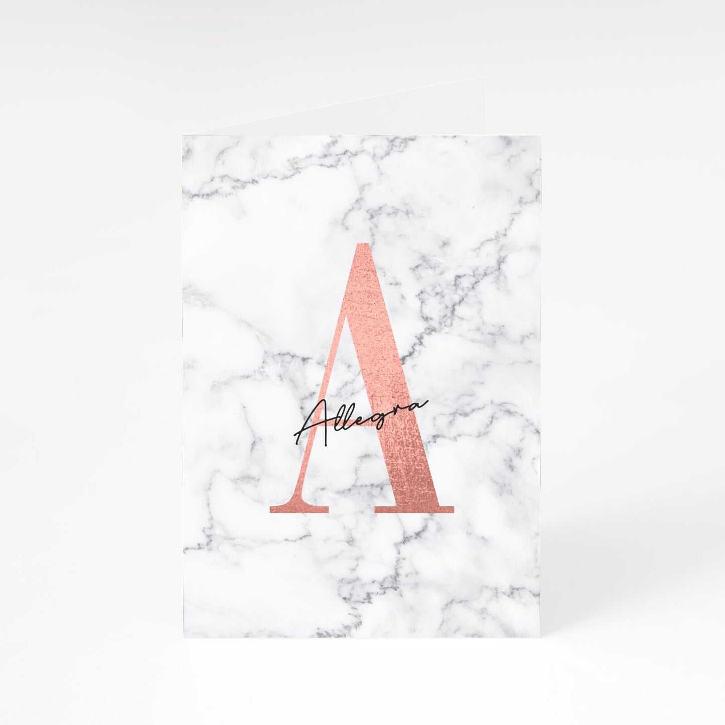 Personalised Signature Rose Gold Marble A5 Greetings Card