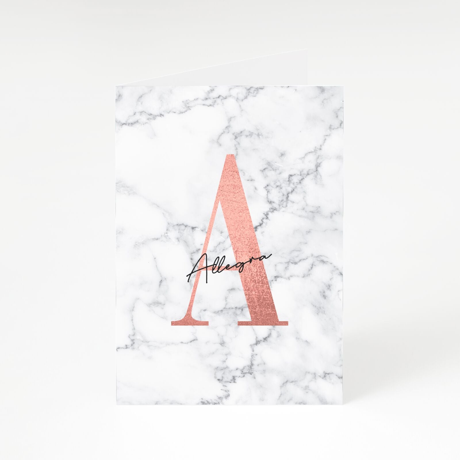 Personalised Signature Rose Gold Marble A5 Greetings Card