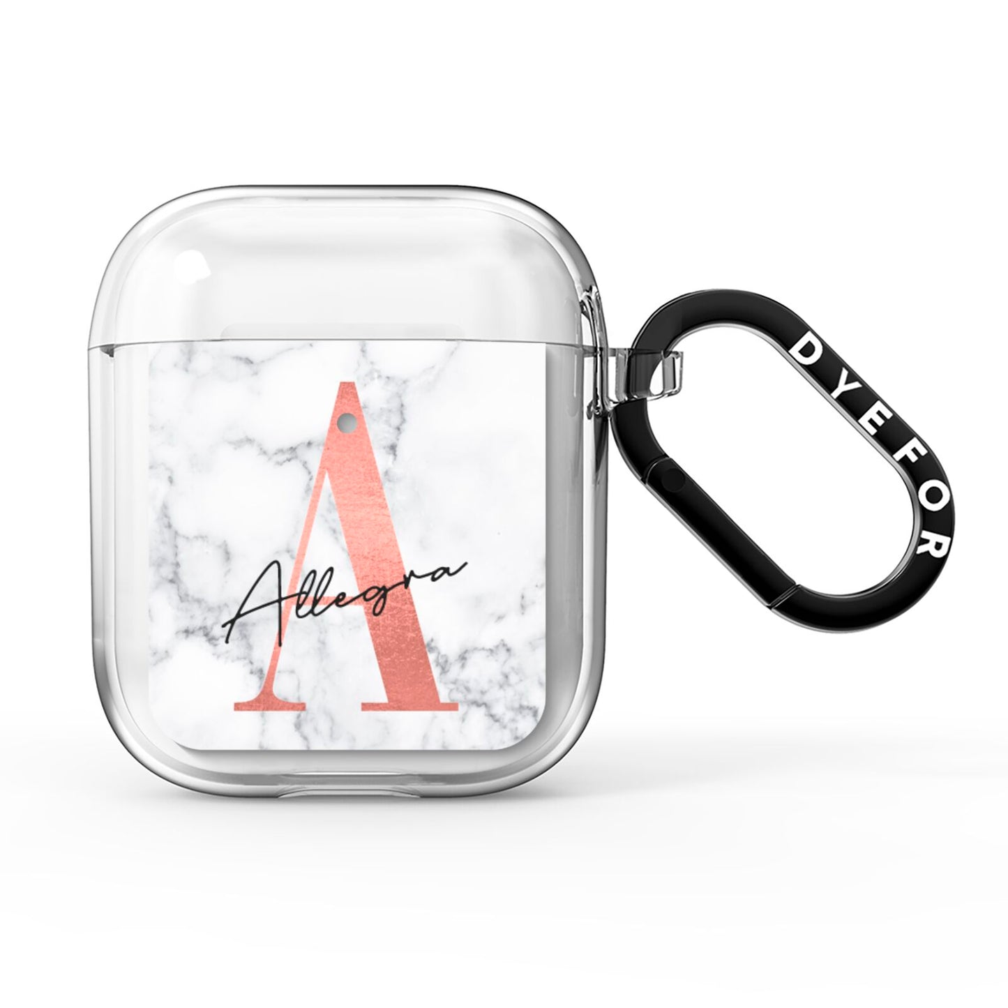 Personalised Signature Rose Gold Marble AirPods Clear Case