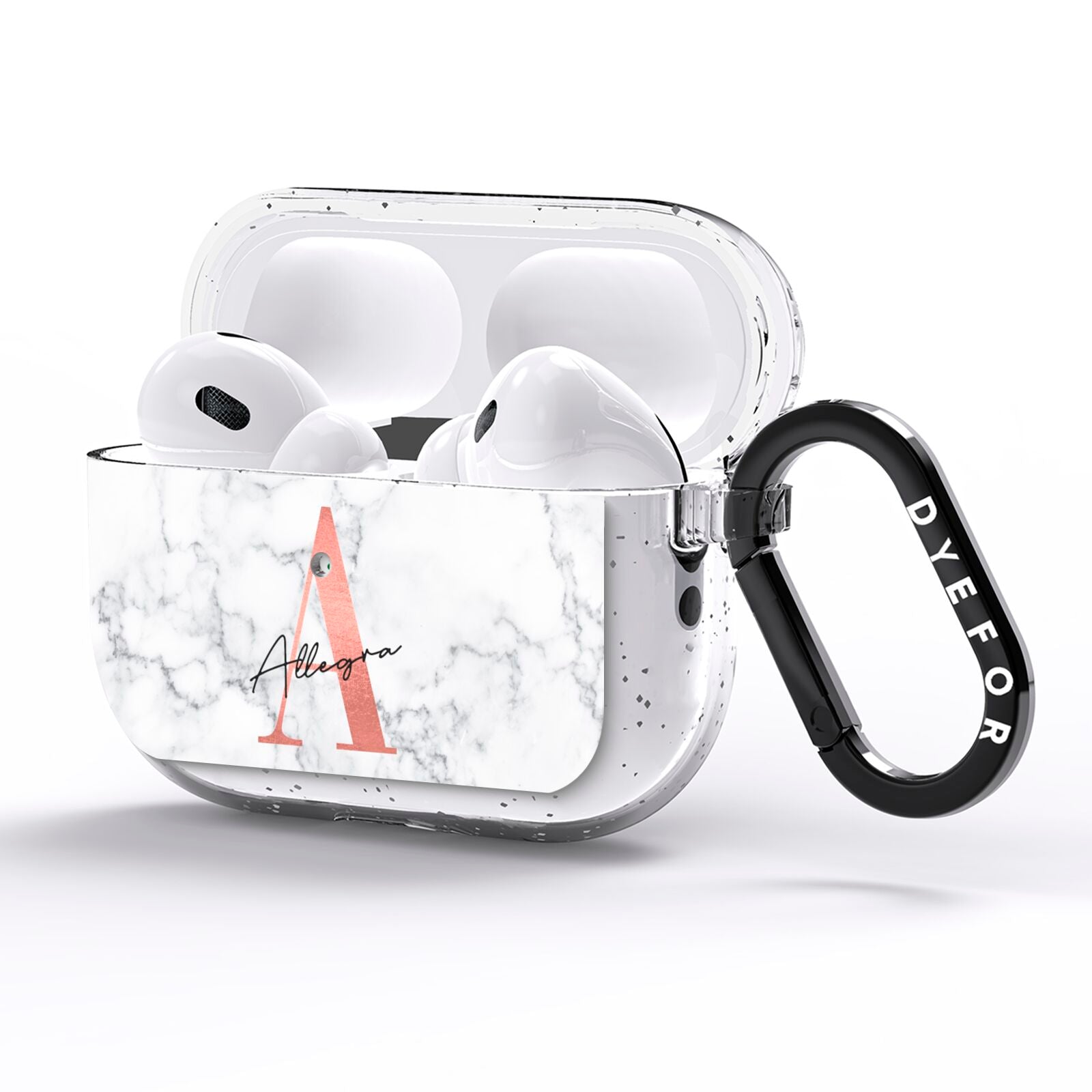 Personalised Signature Rose Gold Marble AirPods Pro Glitter Case Side Image