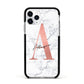 Personalised Signature Rose Gold Marble Apple iPhone 11 Pro in Silver with Black Impact Case
