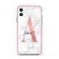 Personalised Signature Rose Gold Marble Apple iPhone 11 in White with Pink Impact Case