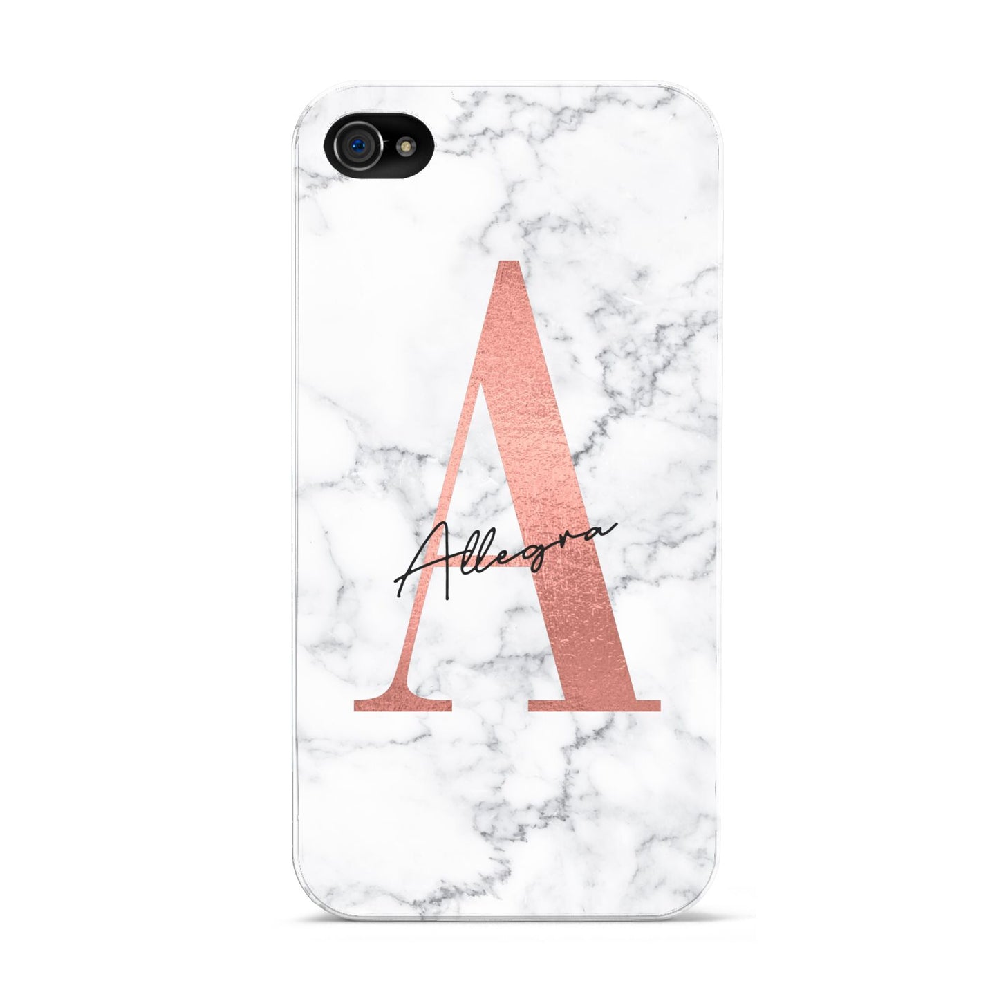Personalised Signature Rose Gold Marble Apple iPhone 4s Case