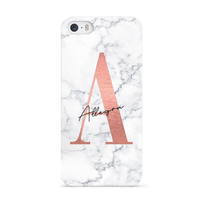 Personalised Signature Rose Gold Marble Apple iPhone 5 Case