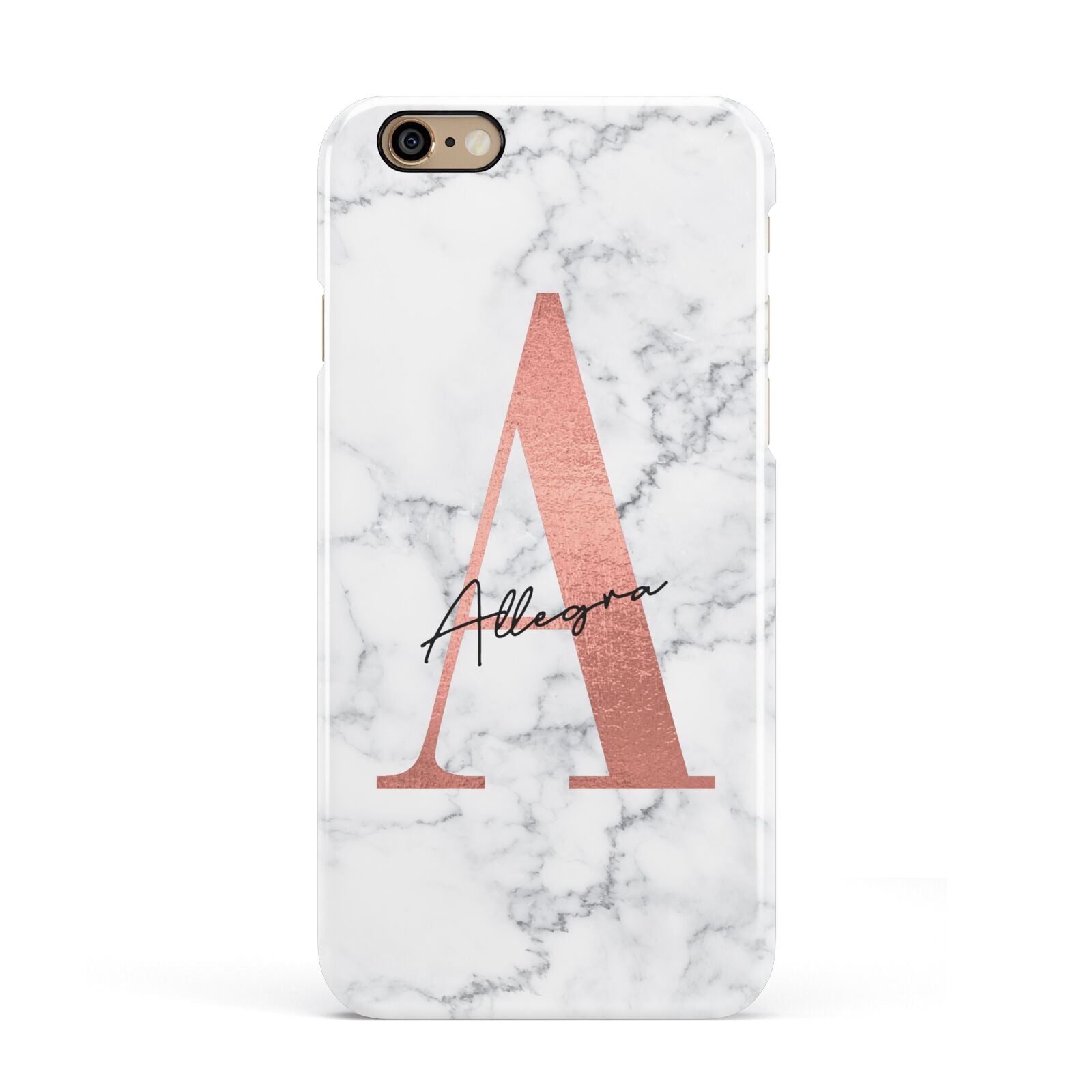 Personalised Signature Rose Gold Marble Apple iPhone 6 3D Snap Case
