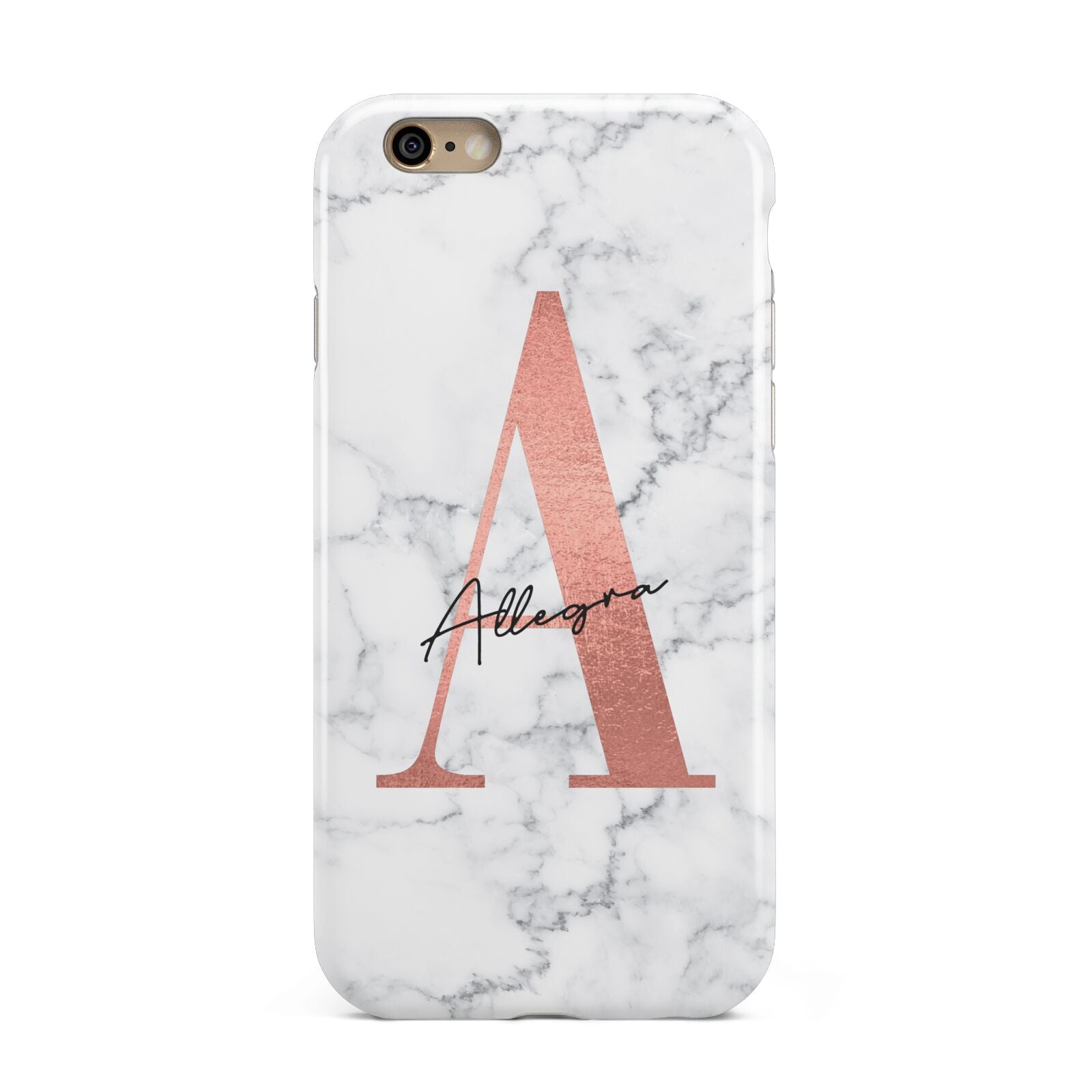 Personalised Signature Rose Gold Marble Apple iPhone 6 3D Tough Case