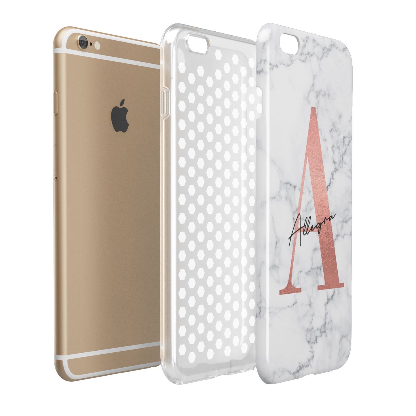 Personalised Signature Rose Gold Marble Apple iPhone 6 Plus 3D Tough Case Expand Detail Image