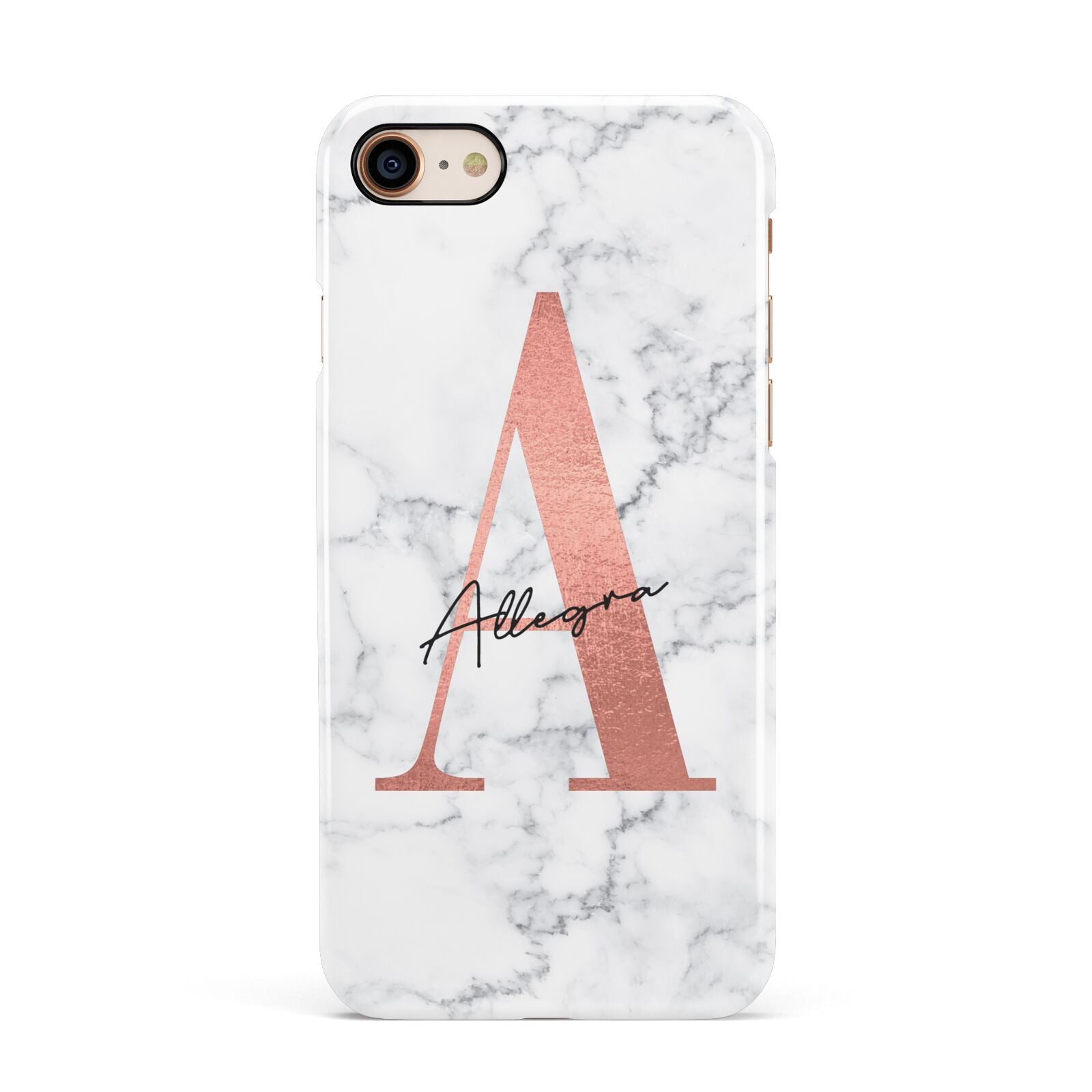 Personalised Signature Rose Gold Marble Apple iPhone 7 8 3D Snap Case