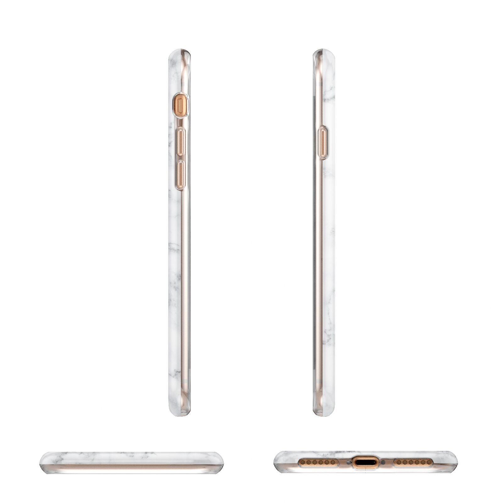 Personalised Signature Rose Gold Marble Apple iPhone 7 8 3D Wrap Tough Case Alternative Image Angles