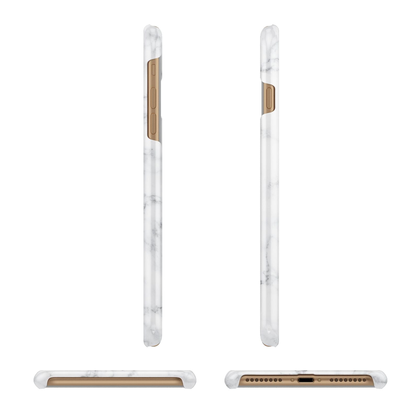 Personalised Signature Rose Gold Marble Apple iPhone 7 Plus 3D Wrap Snap Case Angled Images