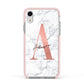 Personalised Signature Rose Gold Marble Apple iPhone XR Impact Case Pink Edge on Silver Phone